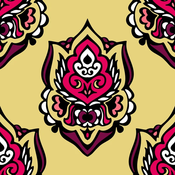 シームレスなビンテージ花ダマスク織のベクトルのデザイン — ストックベクタ
