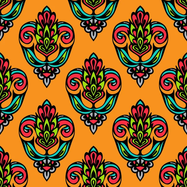 Motif floral sans couture damassé vecteur design — Image vectorielle