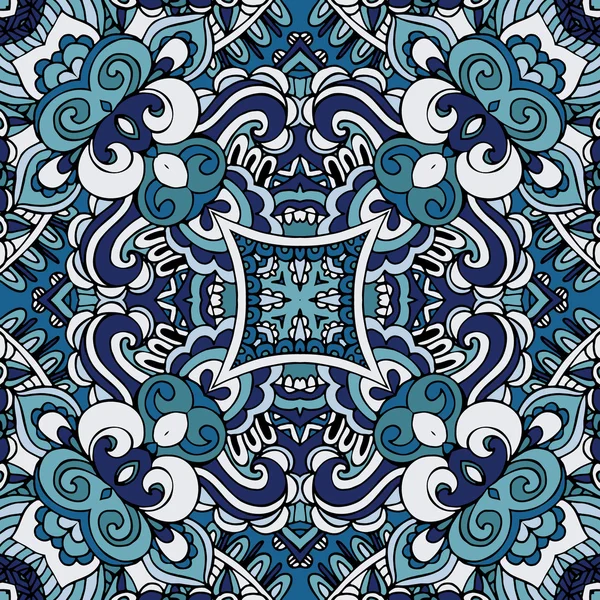 Diseño abstracto azul vintage damasco paisley vector sin costuras — Archivo Imágenes Vectoriales