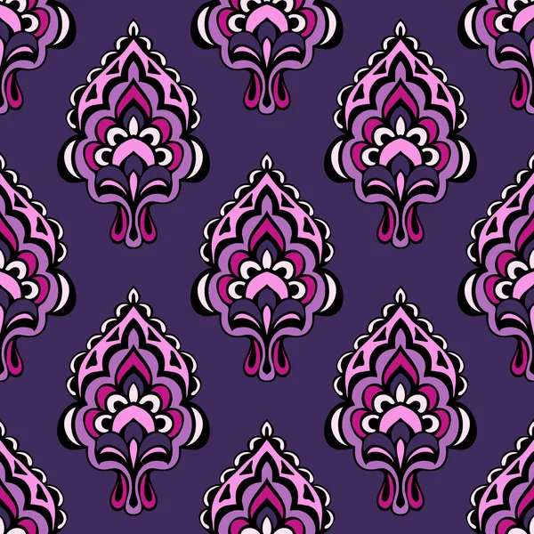 Purple Damask flower seamless vector vintage — Stock Vector