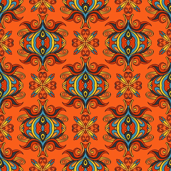 Oranje bloemen feestelijke vector patroon — Stockvector
