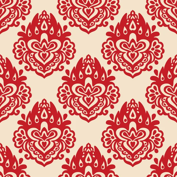 Damas motif vectoriel sans couture fleuri — Image vectorielle