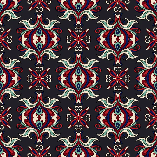 Vintage Damasco Floral Vector Oriental — Vetor de Stock