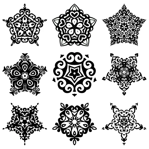 Reihe von Vektorgrafiken abstrakter ornamentaler Designs — Stockvektor