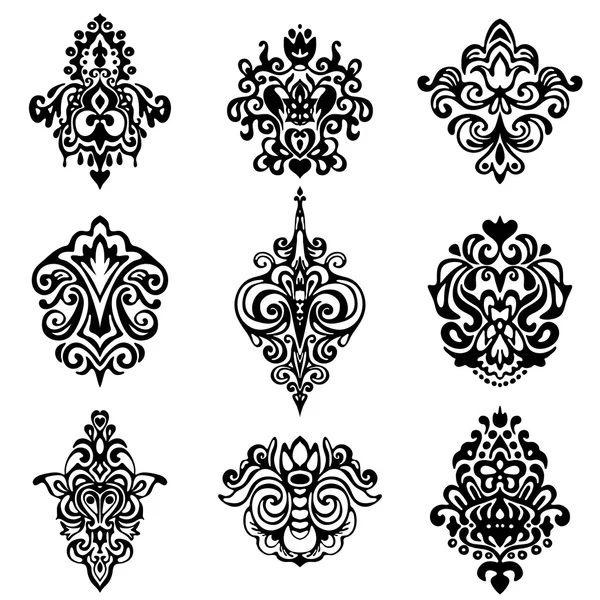 Damask flower ornamental designs — Stock Vector