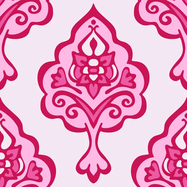 Luxury Damask flower seamless pink vector pattern — Stock Vector