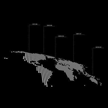 İşaretçi istatistikleri ile noktalı Dünya Haritası