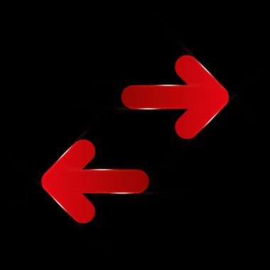 Siyah arka plan üzerinde etkisi ile iki Kırmızı oklar Parlatıcı