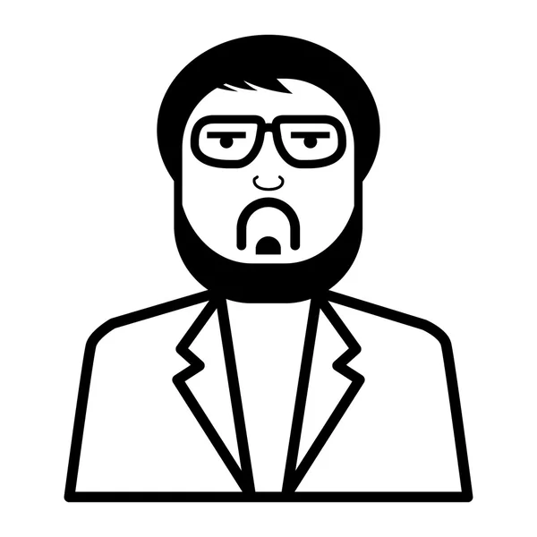 Mann mit Brille Linie Stil auf weißem Hintergrund — Stockvektor