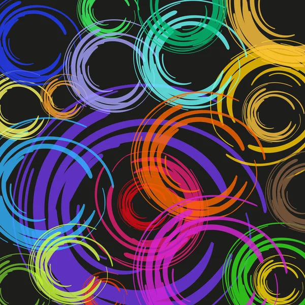 Abstract Kleur Borstels Cirkels Zwarte Achtergrond Vector Eps Grafisch — Stockvector