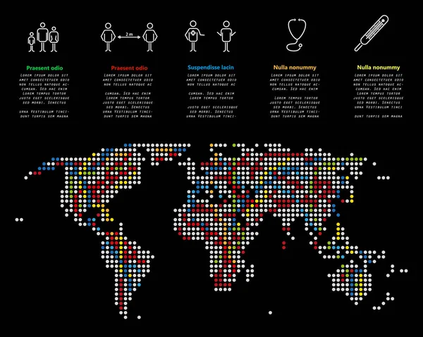 Точечная Карта Мира Информацией Здоровье Статистикой — стоковый вектор