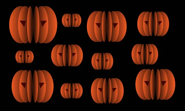 Citrouille Halloween Composée Morceaux Papier Sur Fond Noir Vecteur — Image vectorielle