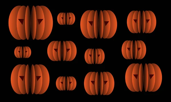 Calabaza Halloween Compuesta Trozos Papel Sobre Fondo Negro Vector — Vector de stock