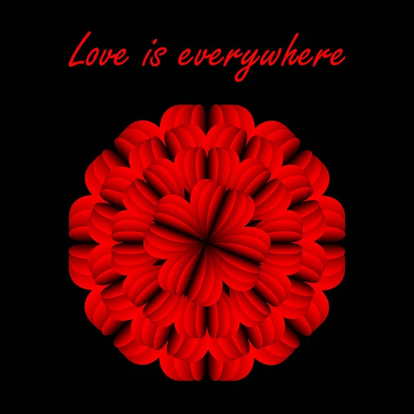 Amor Está Todas Partes Flor Roja Del Corazón Sobre Fondo — Vector de stock