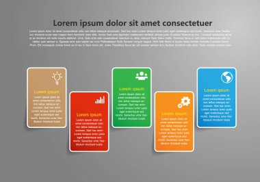 Metinleriniz için gölgesi ve yeri olan dört bilgi simgesinin şablonu