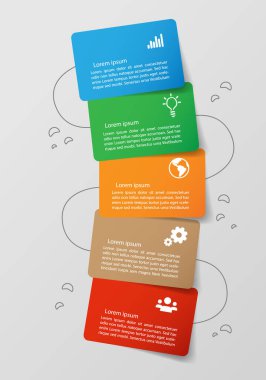 Metniniz için beş renk kartı içeren vektör bilgi grafikleri