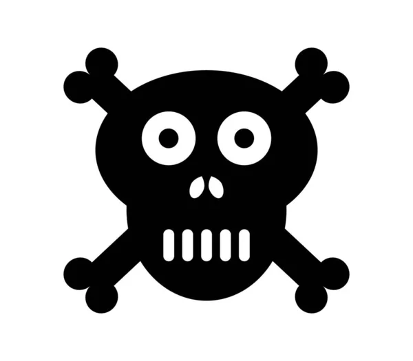 Skull Crossed Black Bones White Background Vector — Stock Vector