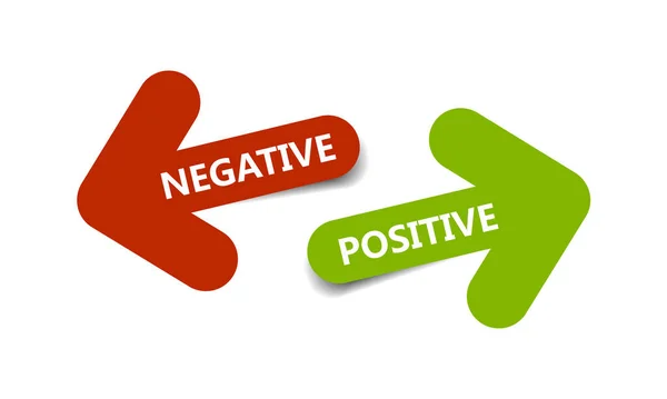 Flèches Négatives Positives Deux Couleurs Avec Ombre Sur Fond Blanc — Image vectorielle