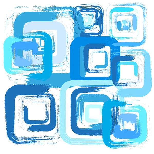 Blaue Pinselquadrate auf weißem Hintergrund — Stockvektor