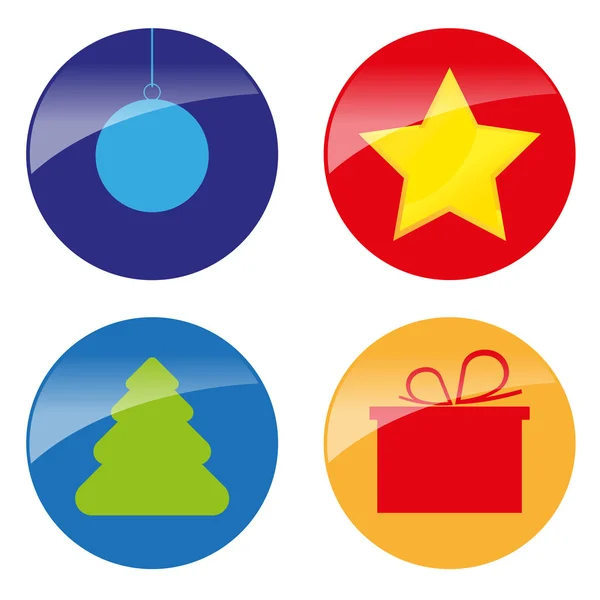 Xmas simple glossy color icons vector — Stock Vector