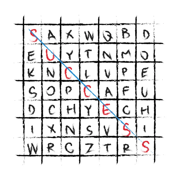 Vector framgång ritning wordfind korsord — Stock vektor