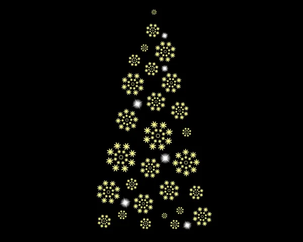 Feliz Navidad copos de nieve y brillo estrellas fondo oscuro — Vector de stock