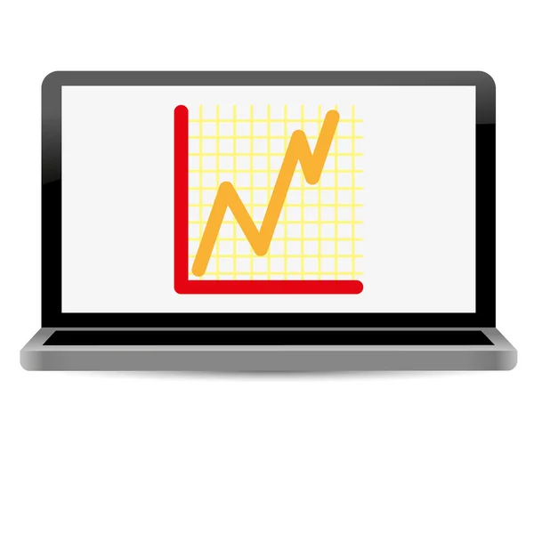 Gráfico de linha de sucesso no vetor de tela do computador — Vetor de Stock