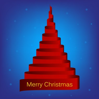 Vektör neşeli Noel kırmızı kurdele ağacı