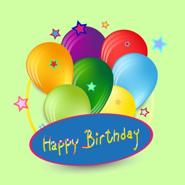 Doğum günü kartı ile renk balonlar - hisse senedi vektör