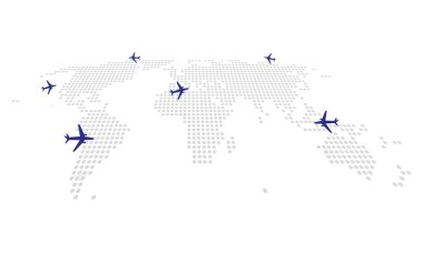 Uçak uçuşları ile harita dotting soyut