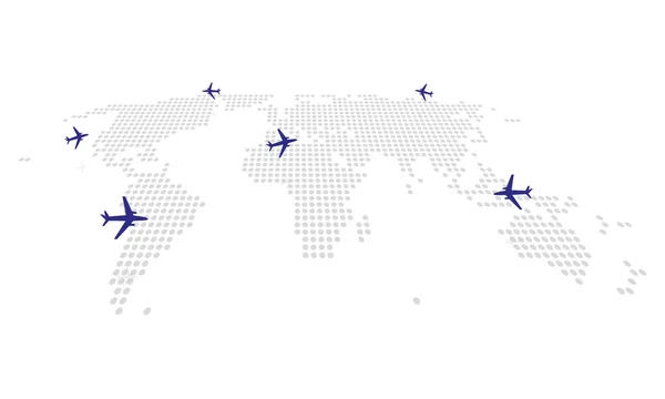 El resumen salpicando el mapa con vuelos aéreos — Vector de stock