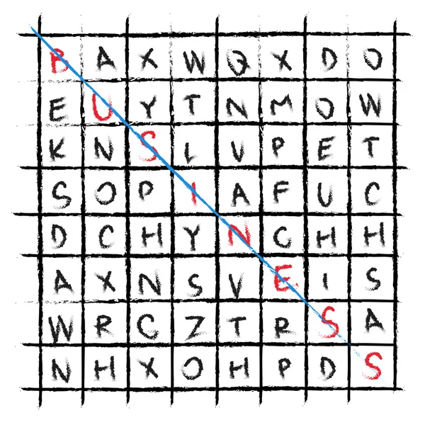 Vector business drawing word find crossword — Stock Vector