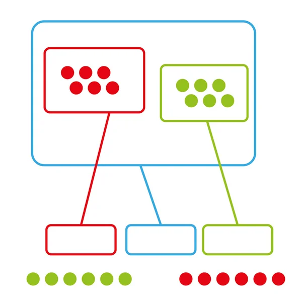 Groupe graphique en couleur simple avec vecteur de points d'utilisation — Image vectorielle