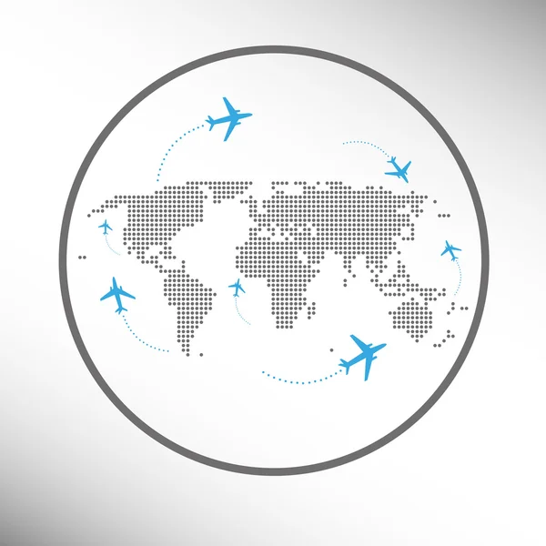 Reizen rond de wereld van lucht vervoer vector — Stockvector