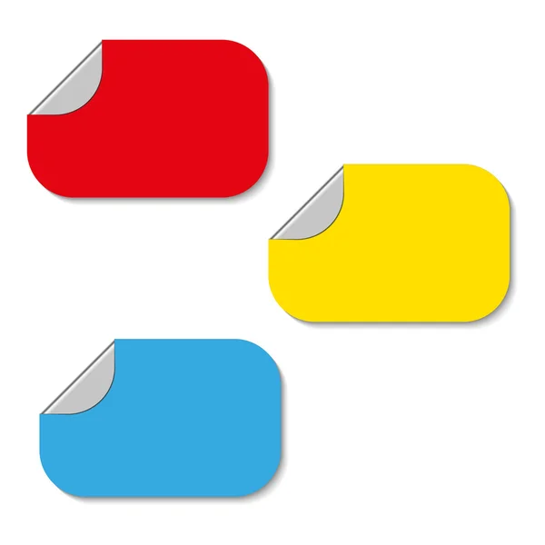 Three color empty sticker tags — Stock Vector