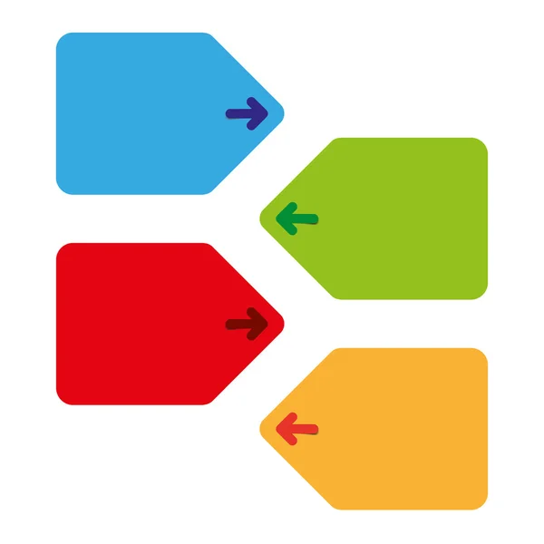 Quatre icônes de flèches vectorielles vides de couleur avec place pour votre texte — Image vectorielle