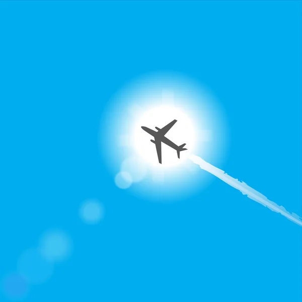 uçak güneş ve gökyüzü vektör grafiği
