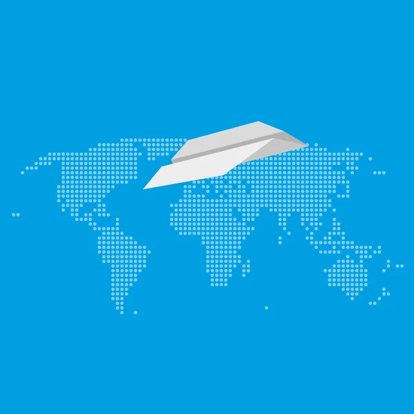 紙飛行機ベクトル世界地図 — ストックベクタ