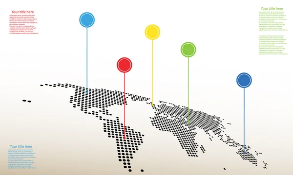 Mapa prostorové světa s kruhem ukazatelů barvy s místem pro vaše Royalty Free Stock Vektory