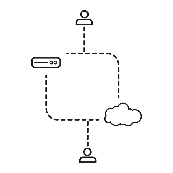 Services en ligne graphiques en ligne modernes clients serveur de données et cloud — Image vectorielle