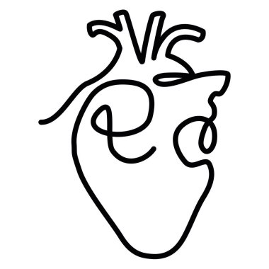 Vector One Line Heart Lineart Yazdırma Silueti. Baskı, hatıra defteri ve diğer projeler için mükemmel.