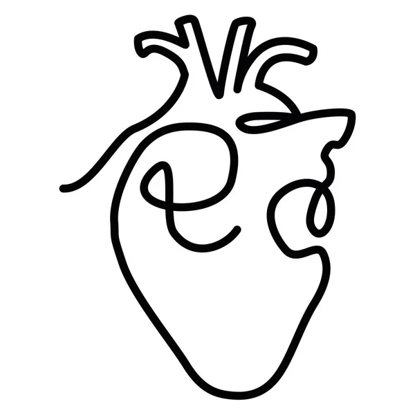 Vector One Line Heart Lineart Print Silhouette. Perfekt für Druck, Sammelkarten und andere Projekte. — Stockvektor