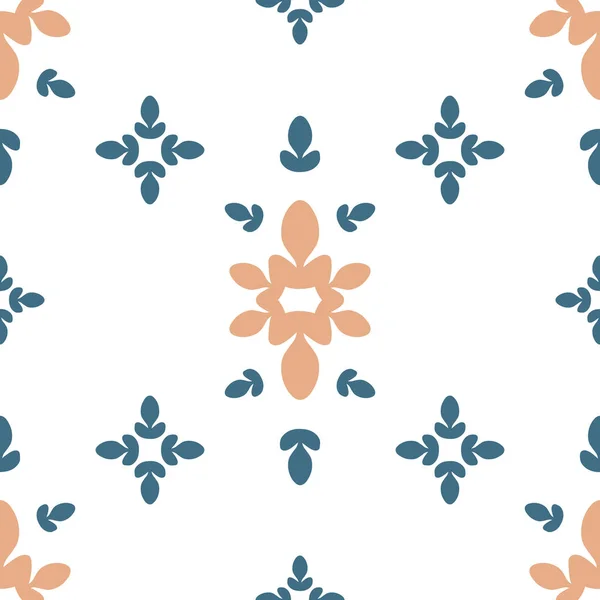 Vector Abstract Symmetrical Floral Details Design with Blue and Orange seamless pattern background. Perfect for fabric, scrapbooking and wallpaper projects. — Stockvektor