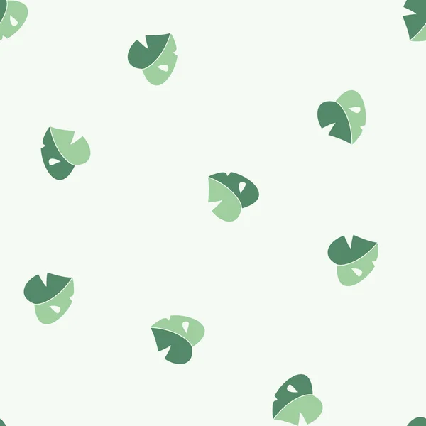 Vector Cute Baby Monstera Hojas en fondo patrón sin costura verde. Perfecto para proyectos de tela, scrapbooking y papel pintado. — Vector de stock