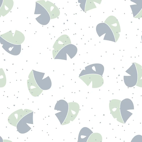 Vector Simplified Monstera Half Moon Leaves mit unregelmäßigen Punkten nahtlosen Muster Hintergrund. Perfekt für Stoff-, Scrapbooking- und Tapetenprojekte. — Stockvektor