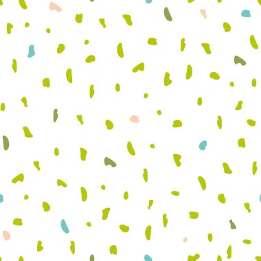 Beyaz dikişsiz arkaplanda Vektör Pastel Renkli Soyut Benekler. Kumaş, hatıra defteri ve duvar kağıdı projeleri için mükemmel..