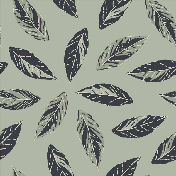 Vector Variegated Spathiphyllum Hojas sobre fondo de patrón sin costuras verde polvoriento. Perfecto para proyectos de tela, scrapbooking y papel pintado. — Vector de stock