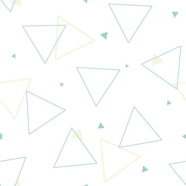 Beyaz dikişsiz arka planda Vektör Retro Turkuaz Üçgen Şekiller. Kumaş, duvar kağıdı ve koleksiyon kitabı projeleri için mükemmel..