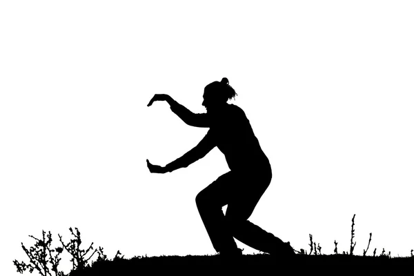Silhueta de dançarino masculino isolado em branco — Fotografia de Stock