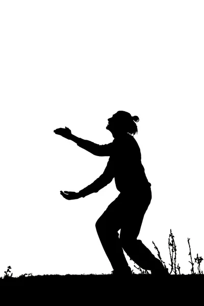 Sziluettjét elszigetelt fehér férfi táncos — Stock Fotó